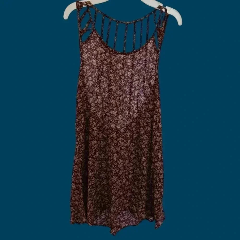 Forever 21 striped caged strap floral women dress size small
